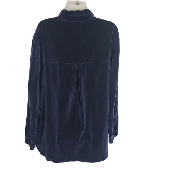 Susan Bristol Casuals Womens Jacket Size Large Blue Velvet Button Front Pocket - Picture 2 of 9